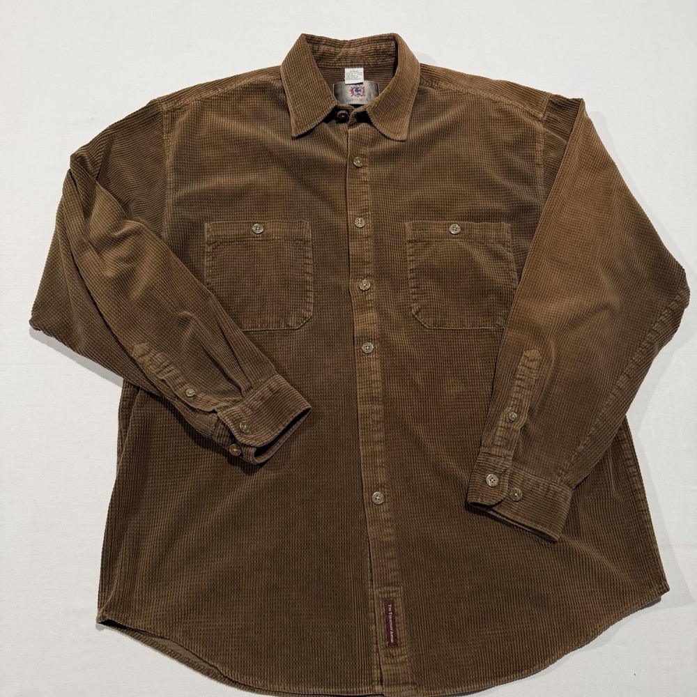 Vintage The Territory Ahead Shirt Mens Large Brown Grid Corduroy Waffle Shacket